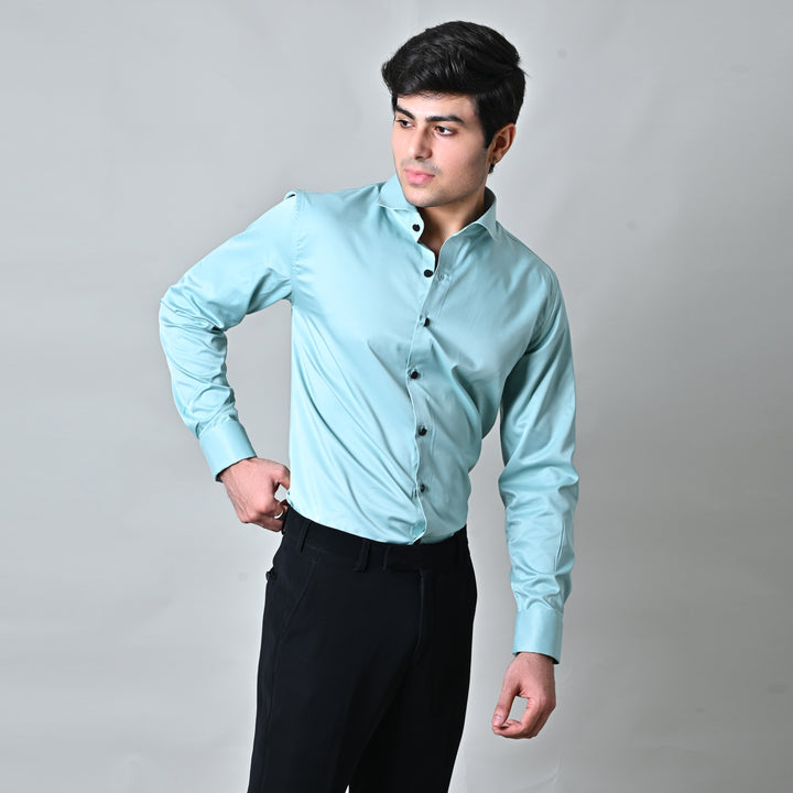 Suturee Craaft Satin Plain Party/Club Wear Shirt with cufflinks