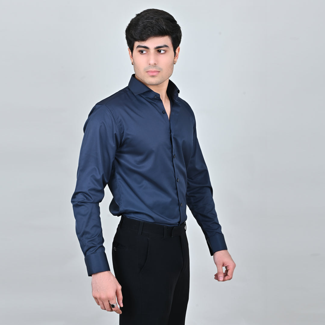 Suturee Craaft Satin Plain Party/Club Wear Shirt with cufflinks