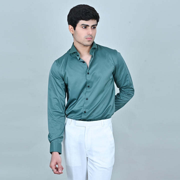 Suturee Craaft Satin Plain Party/Club Wear Shirt with cufflinks